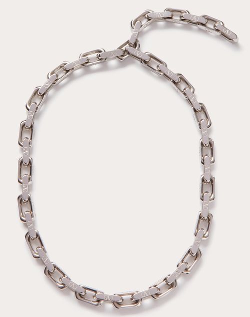 Valentino Garavani - Vlogo Chain Metal Necklace - Palladium - Man - Jewelry