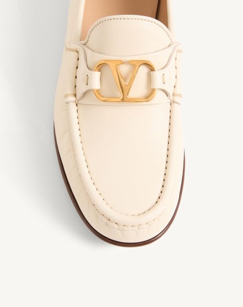 Valentino Garavani - Vlogo Signature Goatskin Loafer 20mm - Ivory - Woman - Loafers & Oxford