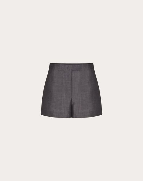 Valentino - Mohair Canvas Shorts - Dark Grey - Woman - Pants And Shorts