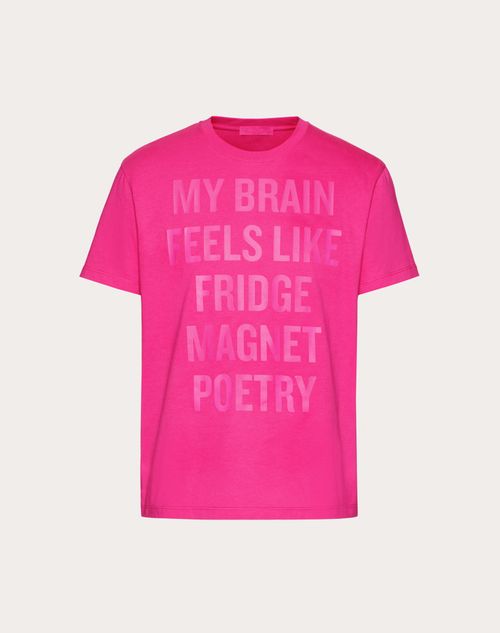Valentino - Cotton T-shirt With « my Brain Feels Like Fridge Magnet Poetry » Print By Douglas Coupland - Pink Pp - Man - Shelve - D-coupland Unisex