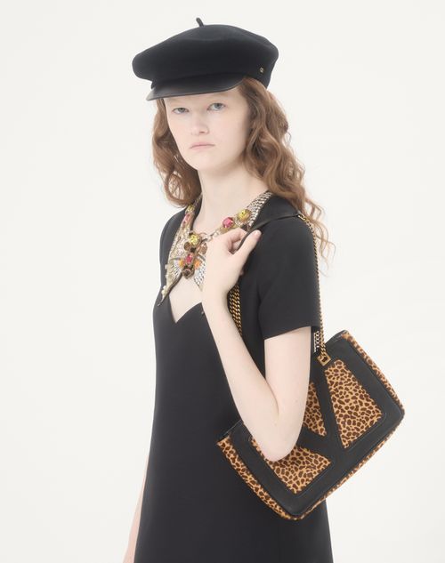 Valentino Garavani - Valentino Garavani Viva Superstar Small Shopping Bag In Pony-effect Calfskin - Animal Print - Woman - Totes