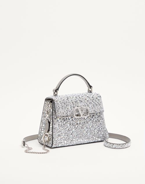 Valentino Garavani - Vsling Mini Handbag With Sparkling Embroidery - Silver/crystal - Woman - Top Handle Bags
