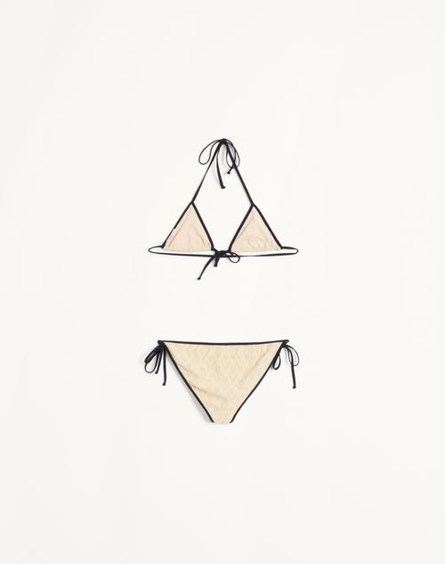 Valentino - Toute La V Lycra Jacquard Bikini - Birch/ivory - Woman - Beachwear