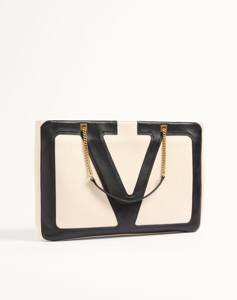 Valentino Garavani Viva Superstar Large Nappa Leather Shopping Bag Woman Butter/Black Uni