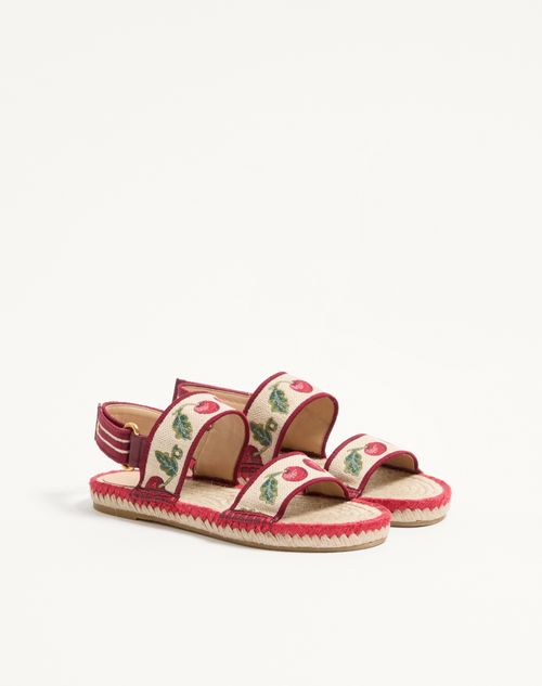 Valentino Garavani - Bribri Sandal With Cherryfic Embroidery - Multicolour - Woman - Sandals