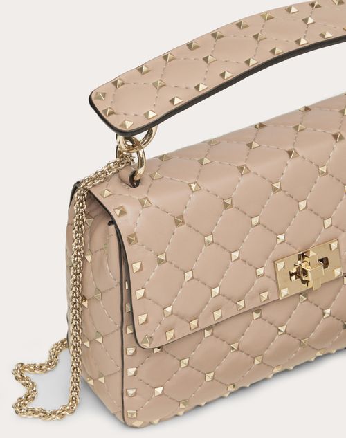 VALENTINO QUILTED MEDIUM ROCKSTUD SPIKE NAPPA LEATHER BAG