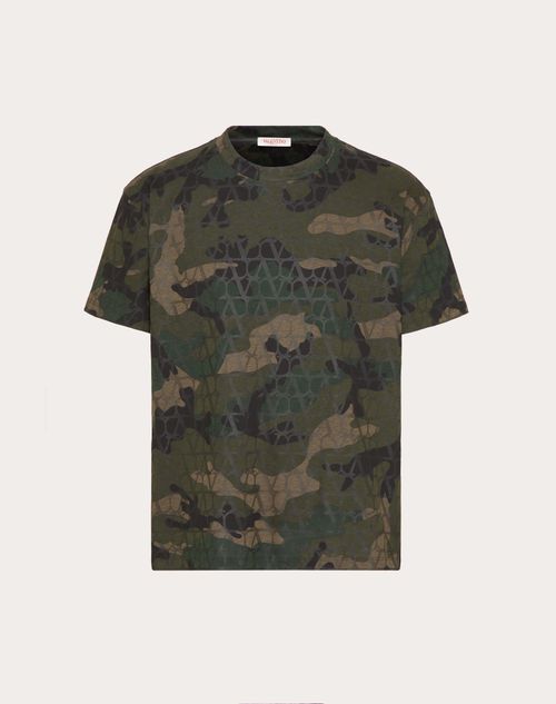 Valentino - Cotton T-shirt With Toile Iconographe Camouflage Print - Toile Camou Army - Man - T-shirts And Sweatshirts