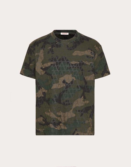 Red Valentino T-SHIRT IN COTONE CON STAMPA TOILE ICONOGRAPHE CAMOUFLAGE