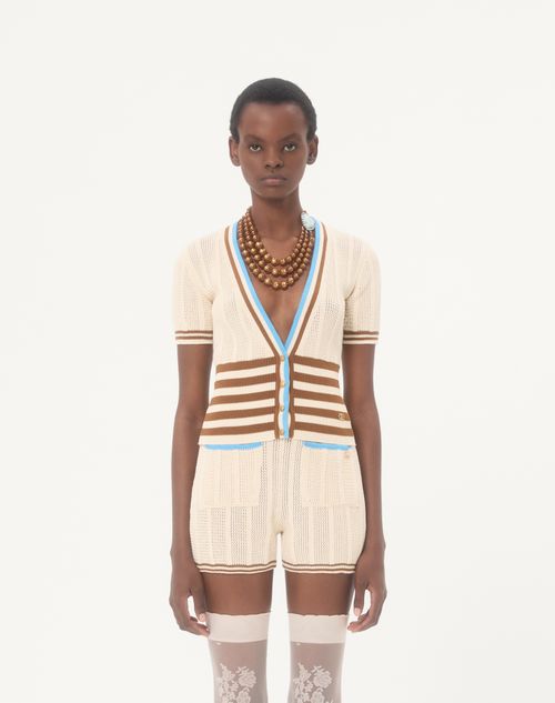 Valentino - Cotton Cardigan - Birch - Woman - Knitwear