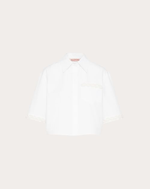 Valentino - Embroidered Compact Popeline Shirt - White - Woman - Shirts And Tops