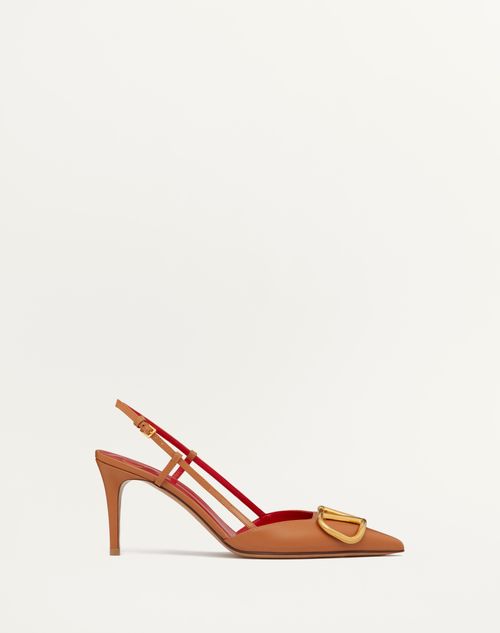 Valentino Garavani - Décolleté Slingback Vlogo Signature In Vitello 80mm - Mandorla - Donna - Décolleté