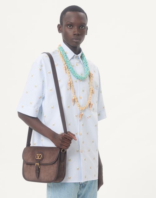 Valentino - Valentino Cotton Oxford Shirt With Le Chat De La Maison Print - Azure/white - Man - Shirts