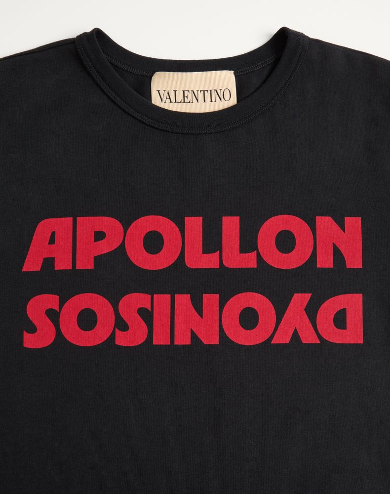 Valentino Cotton T-Shirt With Apollon Dyonisos Print Woman Black/Red Xs