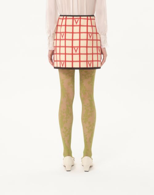Valentino - Check Skirt With Vlogo - Birch/paris - Woman - Skirts