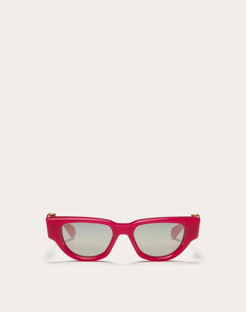 Valentino - Ii - Lunettes Œil-de-chat En Acétate Avec Ornement Vlogo - Fuchsia/silver - Femme - Lunettes De Soleil