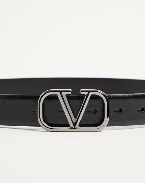 Valentino Garavani - Vlogo Signature Calfskin Belt 30 Mm - Black - Man - Accessories