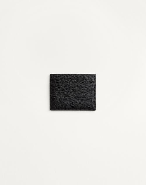 Valentino Garavani - Vlogo Signature Grainy Calfskin Card Holder - Black - Woman - Wallets And Small Leather Goods