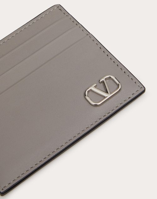 Valentino Garavani - Vlogo Signature Cardholder - Pearl Gray - Man - Wallets And Small Leather Goods