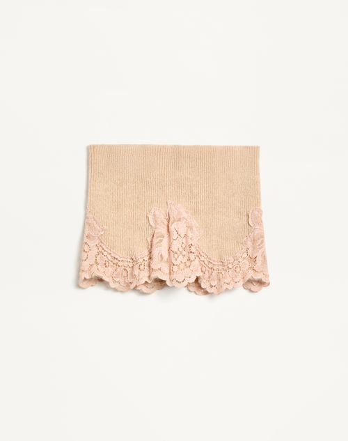 Valentino Garavani - Vlogo Signature Cashmere And Lace Headband - Alabaster - Woman - Hats And Gloves