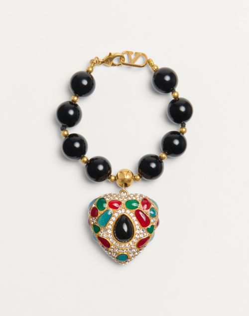 Valentino Garavani - Coeur Royal Bracelet In Metal, Resin, Enamel And Swarovski® Crystals - Antique Brass/red/black/crystal - Woman - Gifts For Her