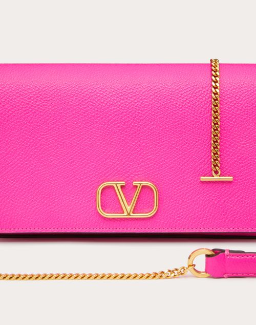 Vlogo Signature Grainy Calfskin Pouch With Chain for Woman in