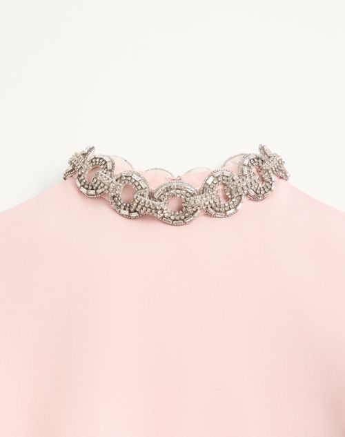 Valentino - Crepe Couture Embroidered Midi Dress - Pink/silver - Woman - Dresses