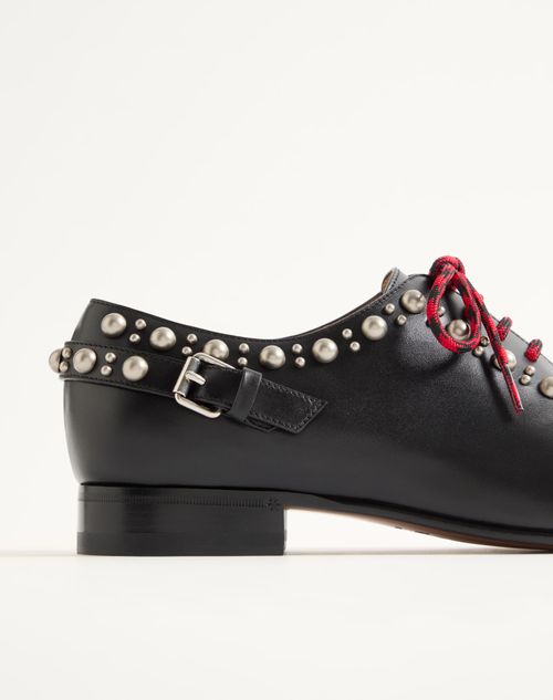 Valentino Garavani - Derby Mockers In Calfskin - Black - Man - Lace-ups