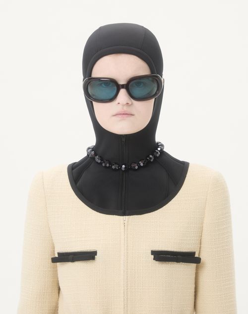 Valentino - Plain Wool Tweed Jacket - Almond/black - Woman - Jackets And Blazers