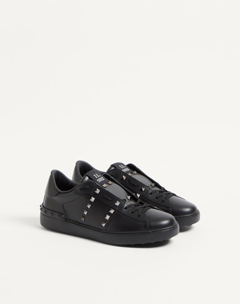 Valentino Garavani Rockstud Untitled Sneaker In Calfskin Leather Man Black 44.5