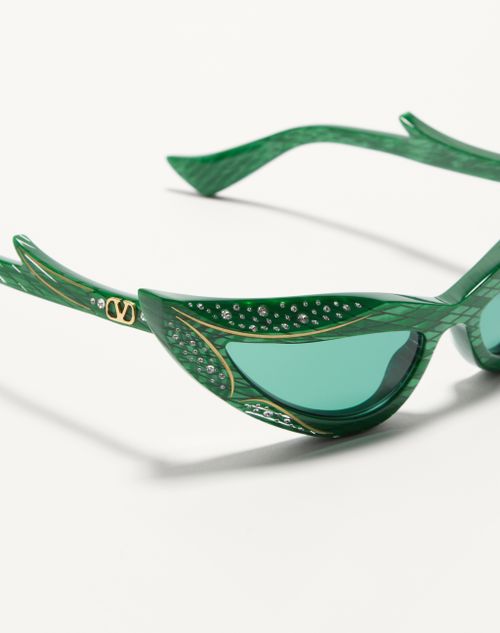 Valentino - Gafas De Acetato Estilo Ojo De Gato - Verde/verde - Unisexo - Gafas