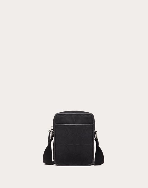 Valentino Garavani - Small Black Iconographe Nylon Shoulder Bag - Black - Man - All About Logo