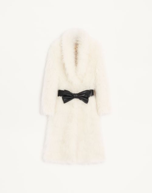 Valentino - Goat Cashmere Coat - Ivory/black - Woman - Coats And Outerwear