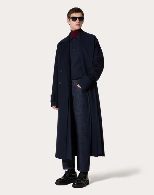 Valentino - Double-breasted Wool And Double Cashmere Coat With Double Construction - Navy - Man - Apparel