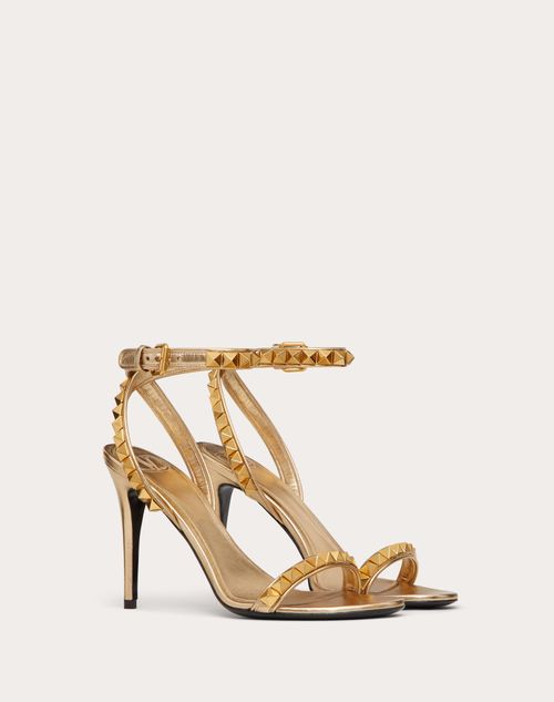 Valentino Garavani - Rockstud No Limit Sandal In Metallic Nappa 100mm - Gold - Woman - Rockstud Sandals - Shoes