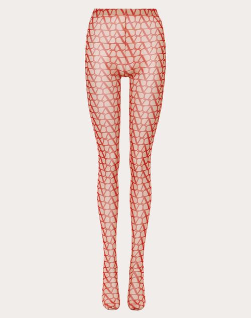 Valentino - Toile Iconographe Tulle Tights - Beige/red - Woman - Socks