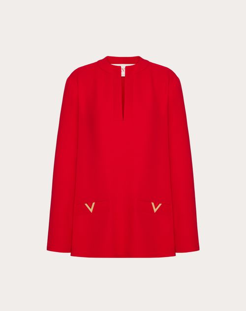 Valentino - Top En Cady Couture - Rouge - Femme - Chemises Et Tops
