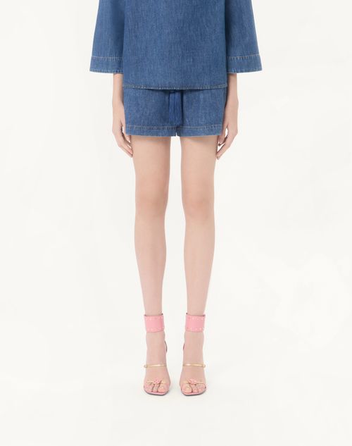Valentino - Short En Denim Chambray - Bleu - Femme - Denim