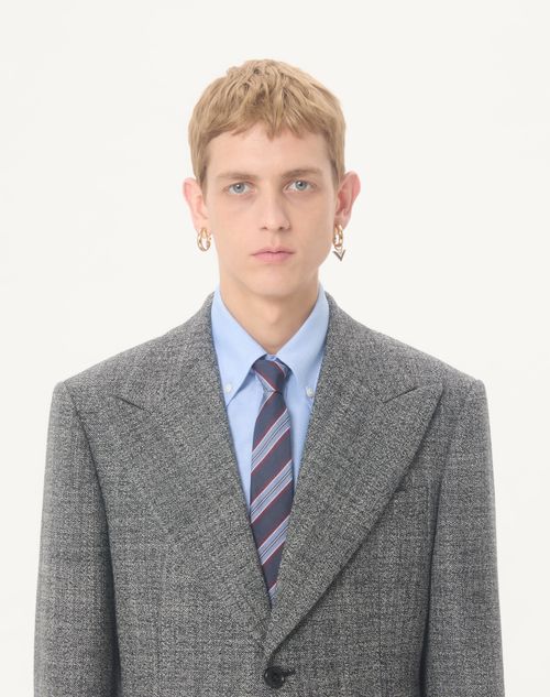 Valentino - Valentino Single-breasted Mouliné Wool Jacket - White/ Black - Man - Coats And Blazers