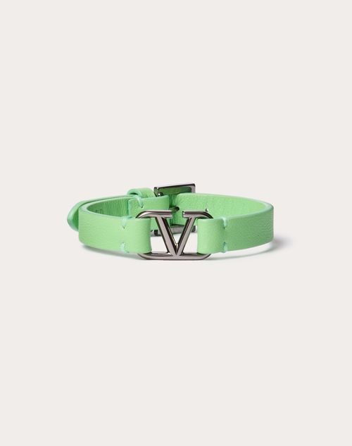 Valentino Garavani - Vlogo Signature Leather Bracelet - Mint - Man - Man Bags & Accessories Sale