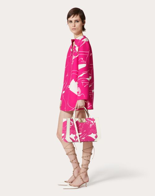 Valentino Garavani - Mittelgroße Vlogo Signature Handtasche Aus Canvas - Weiß/pink Pp - Frau - Shopper