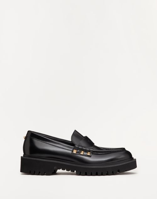 Valentino Garavani - ロックスタッズ カーフスキン ローファー - ブラック - ウィメンズ - Shelf - W Shoes - Loafers