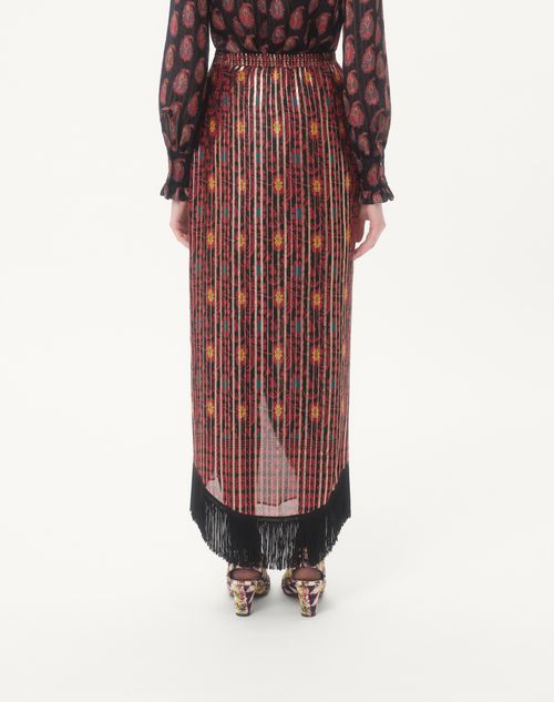 Valentino - Lamé Midi Skirt With Apres L'hiver Print - Multicolour - Woman - Skirts
