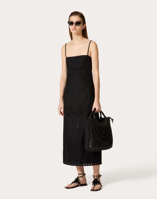 Valentino - Dress In Valentino Cotton Guipure Jardin Plat - Black - Woman - Woman Ready To Wear Sale