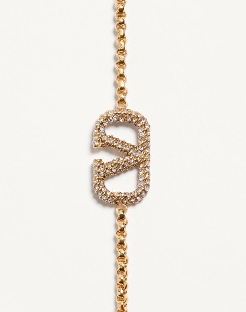 Valentino Garavani - Vlogo Signature Bracelet In Metal And Swarovski® Crystals - Gold - Woman - Accessories