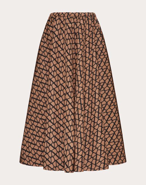 Toile Midi Skirt for in Light Camel/black | Valentino US