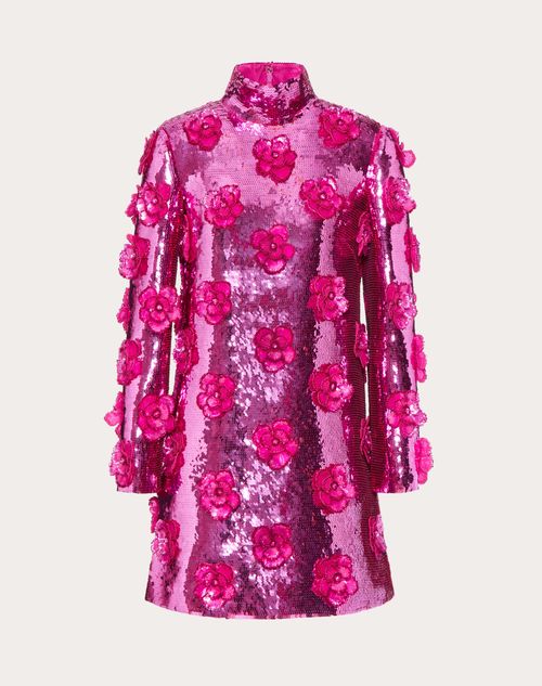 Valentino - Short Embroidered Organza Dress - Pink Pp - Woman - Dresses