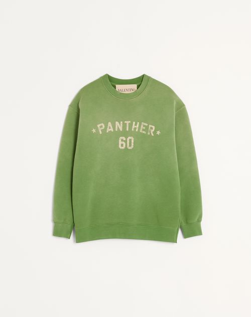 Valentino - Cotton Sweatshirt With Chez Valentino Print And Embroidery - Laurel - Man - Tshirts And Sweatshirts