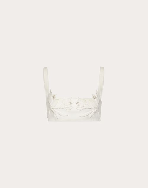 Valentino - Embroidered Crepe Couture Bralette - Ivory - Woman - Pap Rv W2 White