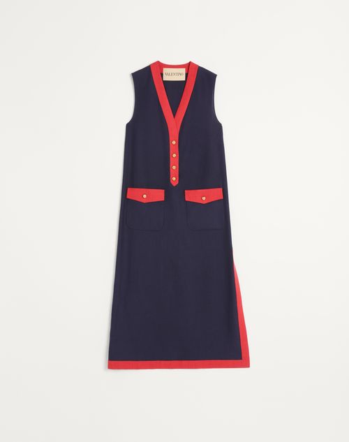Valentino - Viscose Linen Midi Dress - Indigo/paris - Woman - Dresses