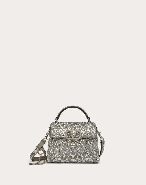 Mini Vsling Handbag With Sparkling Embroidery for Woman in Pearl